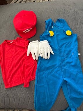 Children's Super MarioCostume Set - Red & Blue Size M (7-8)